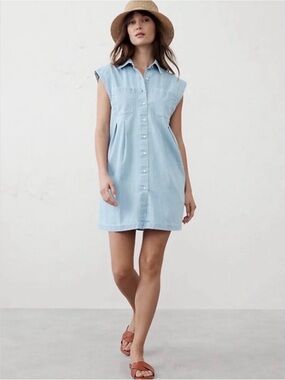 Banana Republic Light Blue Denim Shirt Dress M